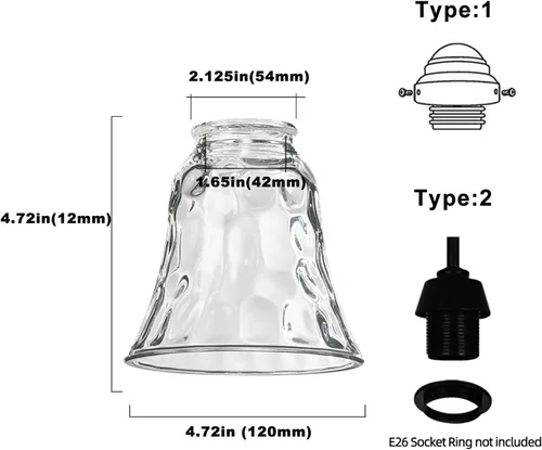 Miniatura 2 de Cubiertas de vidrio para ventilador de techo, reemplazo de pantalla de vidrio para lámpara de luz, paquete de 4 globos de vidrio transparente