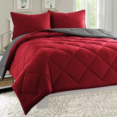 Miniatura 6 de Juego de edredón para todas las estaciones Elegant Comfort, reversible, alternativo al plumón, ligero, de 3 piezas, Microfibra, Naranja/ chocolate