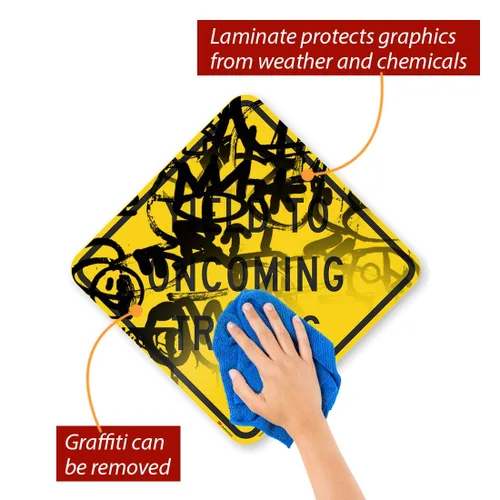 Miniatura 5 de SmartSign Letrero "Yield to Oncoming Traffic" Aluminio reflectante de grado diamante 3M de 18 x 18 pulgadas, fabricado en Estados Unidos Aluminio
