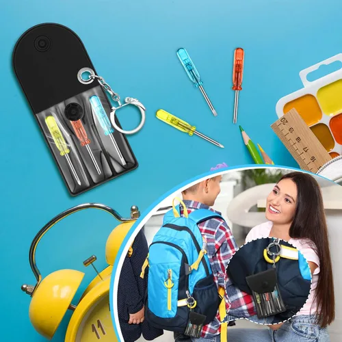 Miniatura 6 de Jutom Juego de 100 mini destornilladores y llaveros a granel, incluye 3 mini destornilladores en una bolsa portátil con broche a presión con gancho