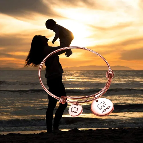 Miniatura 4 de Pulsera de mamá oso con pulsera ajustable de 1, 2, 3 cachorros, regalos para mamá