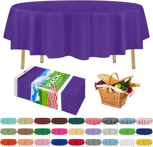 Miniatura 48 de Zimpleware - Mantel redondo de plástico para fiestas de 213 cm (84 pulgadas) de diámetro (paquete de 1, 6 y 12 unidades)