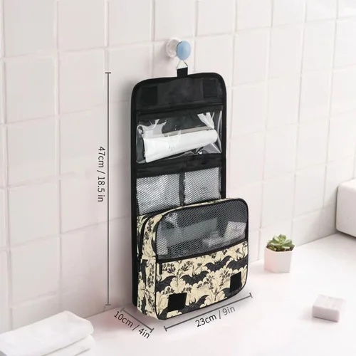 Miniatura 8 de MNSRUU Neceser colgante con diseño de calavera y girasol, bolsa de maquillaje de viaje para artículos de tocador, organizador de artículos
