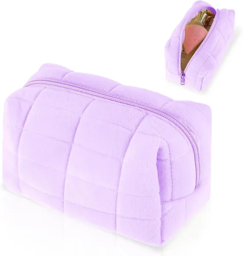 Miniatura 2 de Sibba Bolsa de maquillaje, bolsa suave para lápices, estuche estético para cosméticos, baño, ducha, organizador de artículos de aseo de felpa