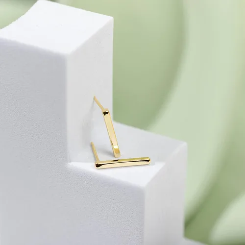 Miniatura 25 de PAVOI Aretes de plata de ley chapados en oro de 14 quilates, delicados aretes de mini barra Aretes de oro para mujer
