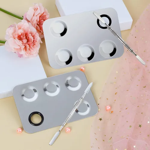 Miniatura 5 de Mejora la paleta de maquillaje de mezcla, paleta de acero inoxidable con herramienta de espátula para mezclar cosméticos y pigmentos, Nail art