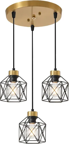 Miniatura 14 de Lámparas colgantes de 3 luces, iluminación colgante de estilo granja, candelabro de comedor, lámpara colgante industrial para isla de cocina