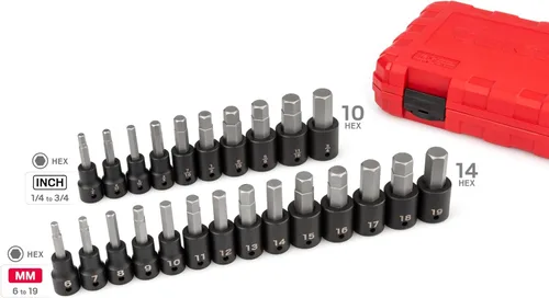 Miniatura 2 de TEKTON SIB92311 - Juego de llaves de vaso de impacto hexagonal de 1/2 pulgada con funda, 24 piezas (1/4-3/4 pulgadas, 0.236-0.748 in)