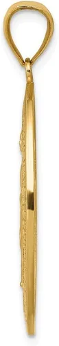 Miniatura 2 de Colgante de oro amarillo macizo de 14 quilates con diseño de Virgen María y Oración por Nosotros, 1.614 in x 0.827 in, Metal