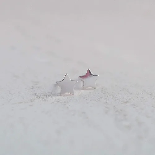 Miniatura 4 de Boma Pendientes de plata de ley con diseño de estrella, Plata de ley