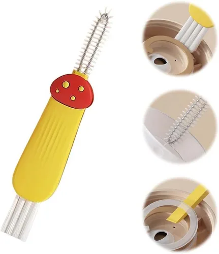 Miniatura 4 de Cepillo de limpieza para tapas de vasos y tazas, diseño multifuncional 3 en 1, portátil, para hendiduras, para espacios reducidos (B, 3 unidades)