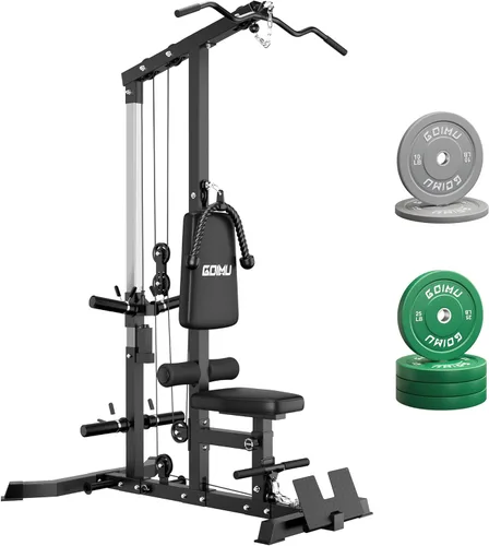 Miniatura 11 de LS01 Máquina de tracción LAT, máquina de cable para remo LAT con abdominales, torre LAT con accesorios de remo con cable, estaciones de polea 3 en 1