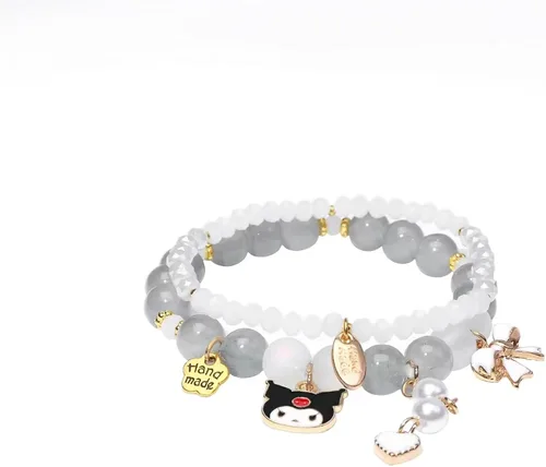 ANZWTLOYY Kawaii Bracelets Set Friendship Bracelets Cute Cartoon Elastic Beaded Relationship Bracelets for Girls Women