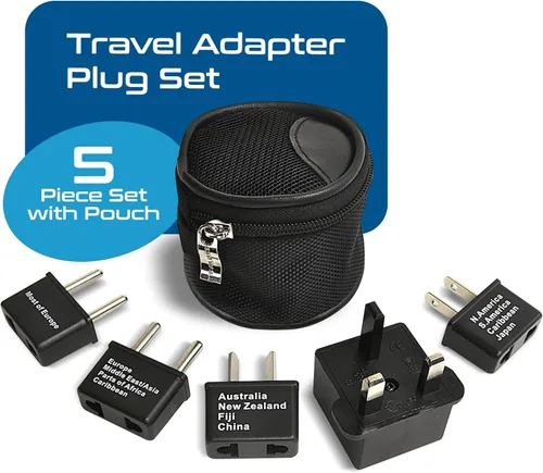 Miniatura 6 de Ceptics Adaptador de enchufe de viaje internacional de 5 piezas, ideal para teléfonos celulares, cargadores de batería, computadoras portátiles