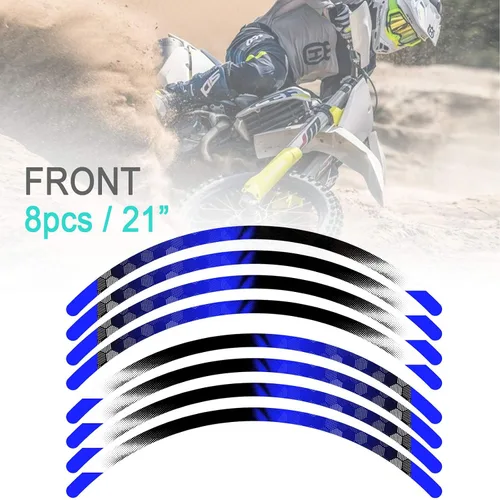 Miniatura 4 de KETABAO Cinta adhesiva para llanta de motocross B01, diseño de rayas de 21, 19 pulgadas, compatible con RMZ 250 450 RM-Z250 RM-Z450 (azul)