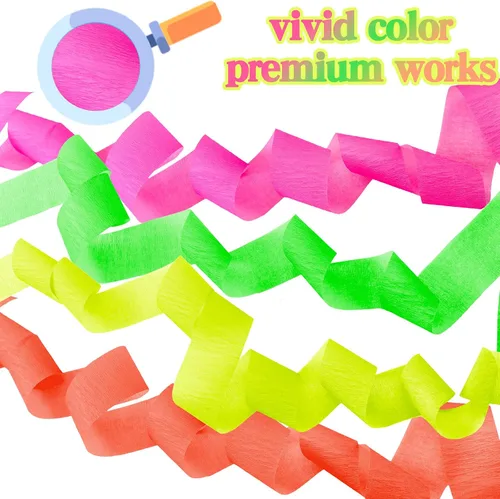 Miniatura 3 de Outus 1181 pies que brillan en la oscuridad suministros de fiesta serpentinas 36 rollos de papel crepé resplandor neón UV retroiluminación