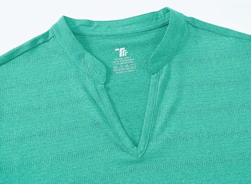 Miniatura 127 de Gopune Polo de golf con cuello en V para mujer, sin cuello, manga corta, ligera, de secado rápido, camisetas de tenis para correr