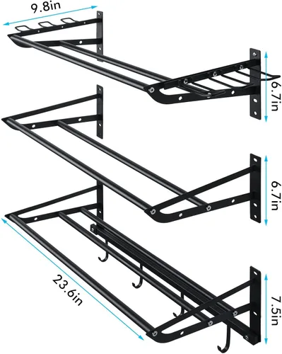 Miniatura 6 de XCSOURCE Organizador de equipos deportivos, estante de almacenamiento de bolas de 3 niveles con soportes para bates y raquetas, estante