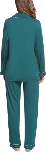 Miniatura 9 de Pijama de bambú ultra suave para mujer, juego de pijama - manga largacon botones.