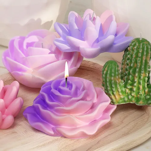 Miniatura 7 de Paquete de 9 moldes de velas de suculentas florales, moldes de silicona para fundición de resina para decoración del hogar y fabricación de velas