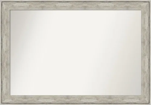 Miniatura 459 de Amanti Art Espejo de baño plateado para sobre fregadero, 28 x 47 pulgadas, espejo rectangular de plata imperial, marco de madera tradicional de gran