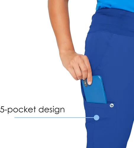 Miniatura 3 de BARCO One Pantalón de uniforme médico de pierna recta tipo cargo con 4 bolsillos para mujer