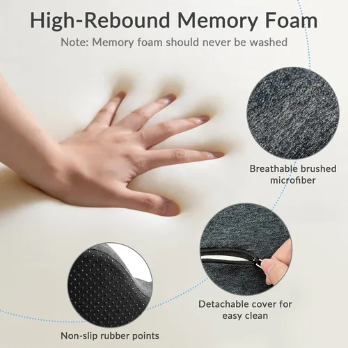 Miniatura 2 de Exclusivo Mezcla Cojín de asiento de espuma viscoelástica, cojines ergonómicos para aliviar el dolor del coxis, almohadilla de asiento Negro
