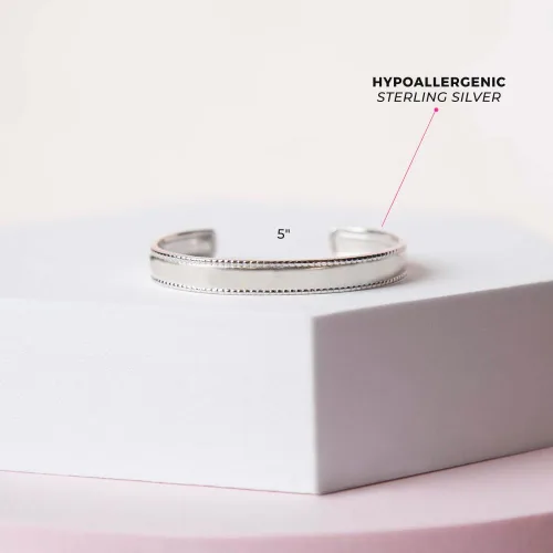 Miniatura 4 de Brazalete clásico de plata de ley 925 para bebés y niños pequeños, delicado brazalete con borde seguro y liso para bebés, bebés y niños pequeños