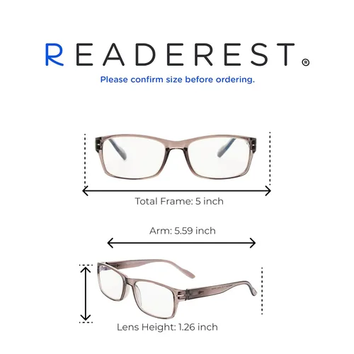 Miniatura 3 de Readerest - Lentes para lectura con bloqueo de luz azul, bisagras de resorte, protección UV Carbón vegetal