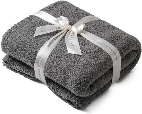 Bearberry - Manta de forro polar súper suave y esponjosa para sofá, cama o sofá cama, manta cálida y acogedora para todas las estaciones (gris Gris
