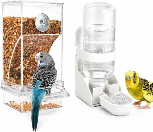 Miniatura 12 de Rypet Comedero Automático para Pájaros Sin Desorden Contenedor de Comida Transparente Jaula Comedero de Acrílico para Loros Accesorios para Pájaros