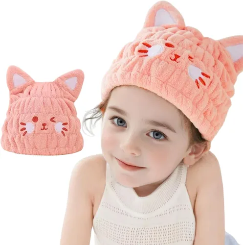 Miniatura 9 de Toalla de microfibra para el pelo para niños, gorro seco de elefante azul, absorbe agua, absorbente y rápido, toalla de secado rápido para niñas