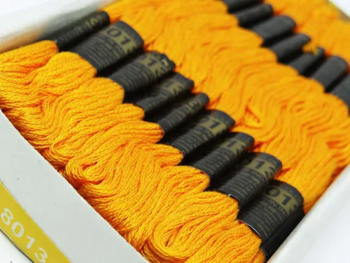 Miniatura 2 de 25 piezas de hilo de algodón amarillo costura madeja bordado cruz costura