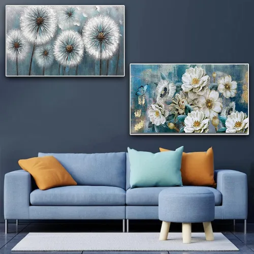 Miniatura 5 de Paquete de 2 Kits de Pintura de Diamantes, Grandes Kits de Pintura de Diamantes 5D DIY de Flor de Diente de León para Adultos, Arte y Manualidades