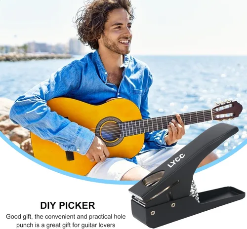 Miniatura 5 de paquete de regalo de lujo para hacer púas de guitarra DIY, cortador de púas de guitarra premium, 16 tiras de clip de paleta y una lima para suavizar