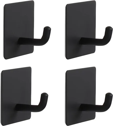 Miniatura 10 de Ganchos para Toallas de Baño, Paquete de 6 Ganchos Autoadhesivos para Abrigos, Gancho Resistente para Bata Sin Perforación, Colgador de Ropa Negro 6