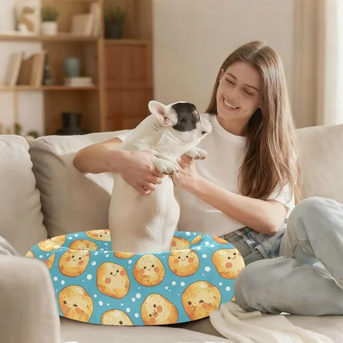 Miniatura 8 de Wudan Pet Cat Beds Removable & Washable Fluffy Dog Cave Bed for Small Size Pets Supplies XS Cartoon Kawaii-Style Potato Blue