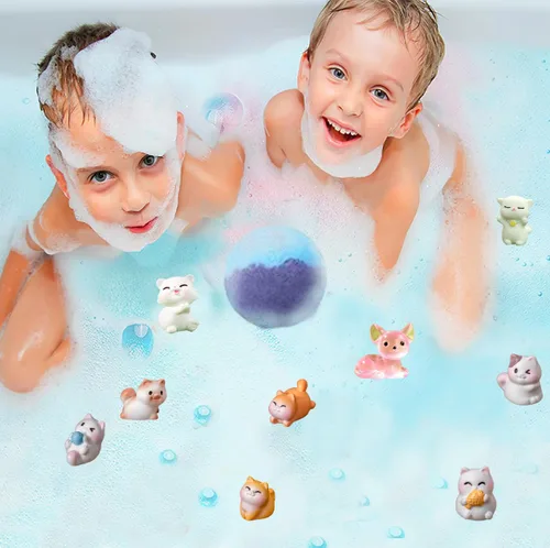 Miniatura 4 de Bombas de baño para niños con sorpresas en el interior, paquete de 20. Incluye juguetes de perro y gato. Juego de regalo de espuma de baño