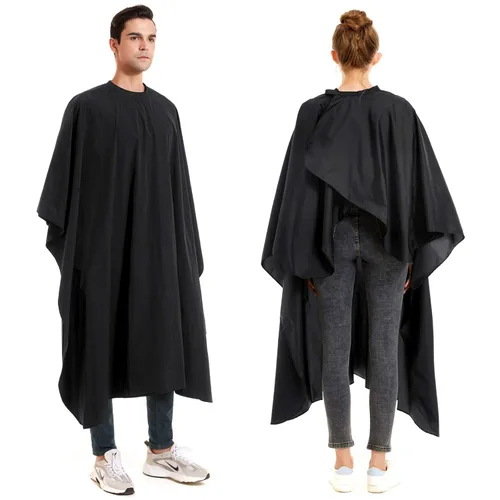 Miniatura 4 de izzycka Capa de peluquería de nailon de 64 x 56 pulgadas, impermeable, para peluquería, corte de pelo grande, para hombres, con cierre de presión