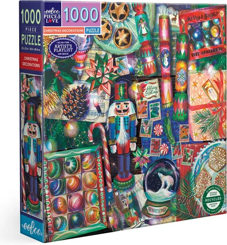 Miniatura 19 de eeBoo Rompecabezas de 1000 piezas - Un rompecabezas de vacaciones felices para adultos, cuadrado de 23 x 23 pulgadas, hecho con tablero reciclado