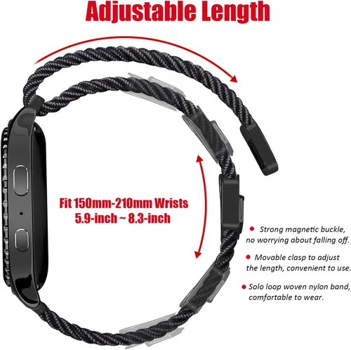 Miniatura 6 de MroTech Correa de 0.787 in compatible con Samsung Galaxy Watch 4 5 6 Band 1.732 in 1.575 in/6 Classic 1.693 in 1.850 in/5 Pro Band 1.772 in/4 Negro