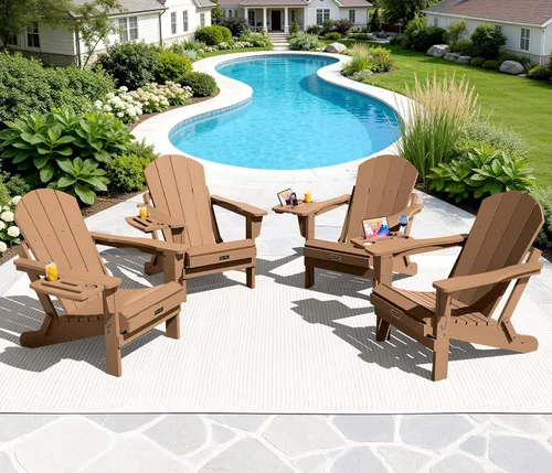 Miniatura 58 de SERWALL - Silla plegable Adirondack para patio, jardín, exterior, resistente a la intemperie, sillas para hoguera, color naranja