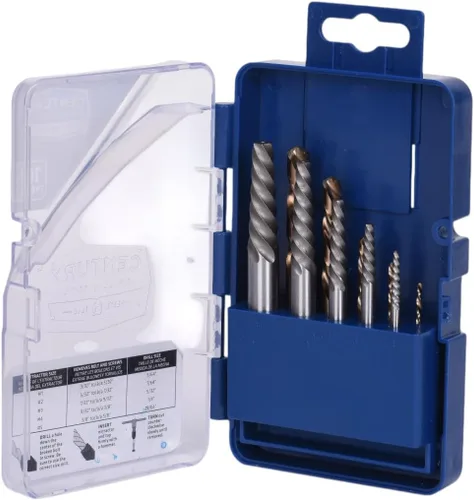 Miniatura 12 de Century Drill & Tool 73215 Juego de extractor de tornillos de flauta cuadrada de 5 piezas, #1 - #5, para extraer tornillos rotos y pernos sin dañar