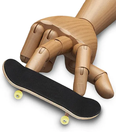 Miniatura 10 de Patineta de dedo de madera, rueda de rodamiento de stent, juguete novedoso para reducir la presión, regalos para niños (negro)