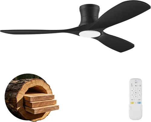 Miniatura 17 de Hoenofly - Ventilador de techo inteligente de madera de 52" de bajo perfil con luces y control remoto, motor CC silencioso, ventiladores de techo