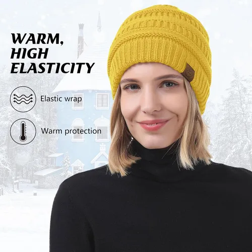 Miniatura 2 de Durio Gorro de invierno para mujer, gorro suave y cálido, gorro de punto casual, gorro de punto para mujer