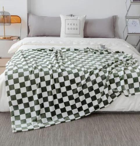 Miniatura 7 de LIPOR Mantas de franela para bebé para mascotas, con patrón de cuadrícula de ajedrez, ultra suaves y mullidas, mantas decorativas para el hogar