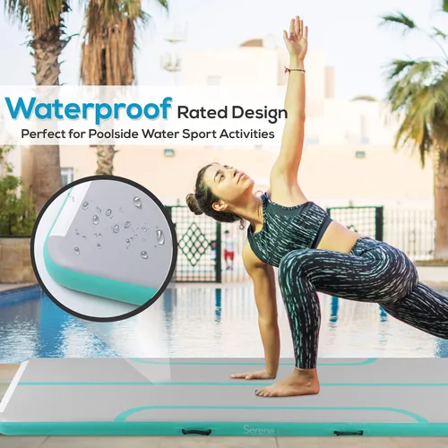 Miniatura 4 de SereneLife Gymnastics Inflatable Air Tumbling Floor Mat Floating Water Mat 10FT, 4in Thickness for Outdoor/Home Indoor Use Tumbling, Training