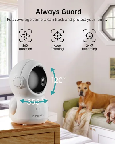 Miniatura 2 de ZUMIMALL Cámaras 5MP 5G para seguridad en el hogar al aire libre, monitor de bebé WiFi 5G/2.4G con cámara y audio, cámara de seguridad de grabación