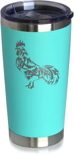 Miniatura 8 de Rooster - Vaso de café aislado con tapa deslizante, taza de viaje de acero inoxidable, regalos de pollo y decoración de granja para mujeres y Negro